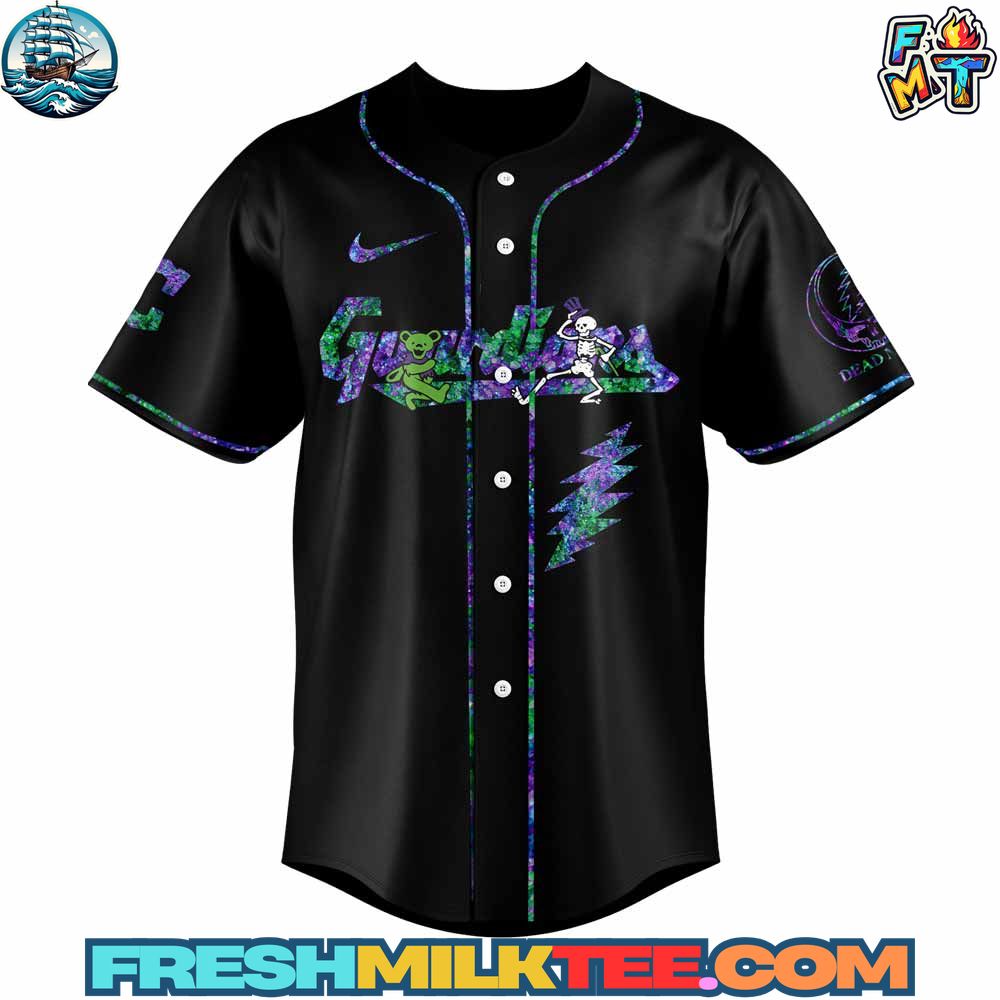 Cleveland Guardians MLB x Grateful Dead Black Baseball Jersey Cleveland Guardians MLB x Grateful Dead Black Baseball Jersey