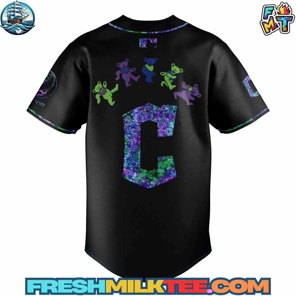 Cleveland Guardians MLB x Grateful Dead Black Baseball Jersey Cleveland Guardians MLB x Grateful Dead Black Baseball Jersey