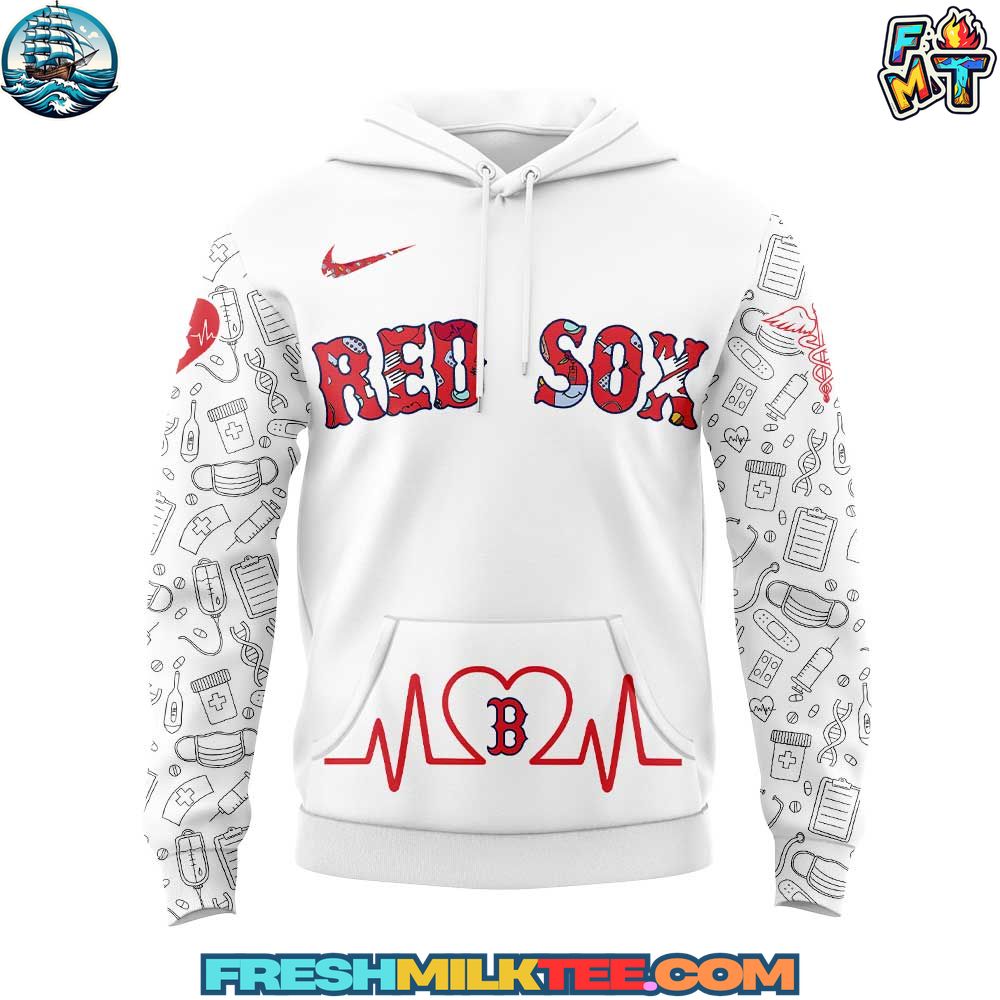 Boston Red Sox MLB x Nurses Appreciation White Hoodie Boston Red Sox MLB x Nurses Appreciation White Hoodie