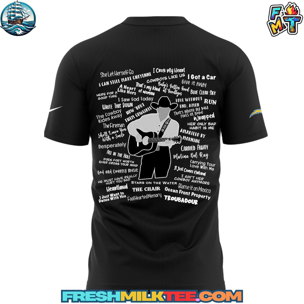 Los Angeles Chargers NFL x George Strait Black T-shirt Los Angeles Chargers NFL x George Strait Black T-shirt
