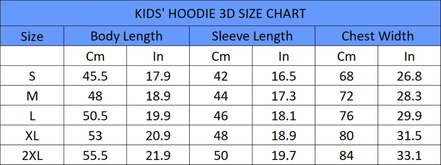 Kids Hoodie Size