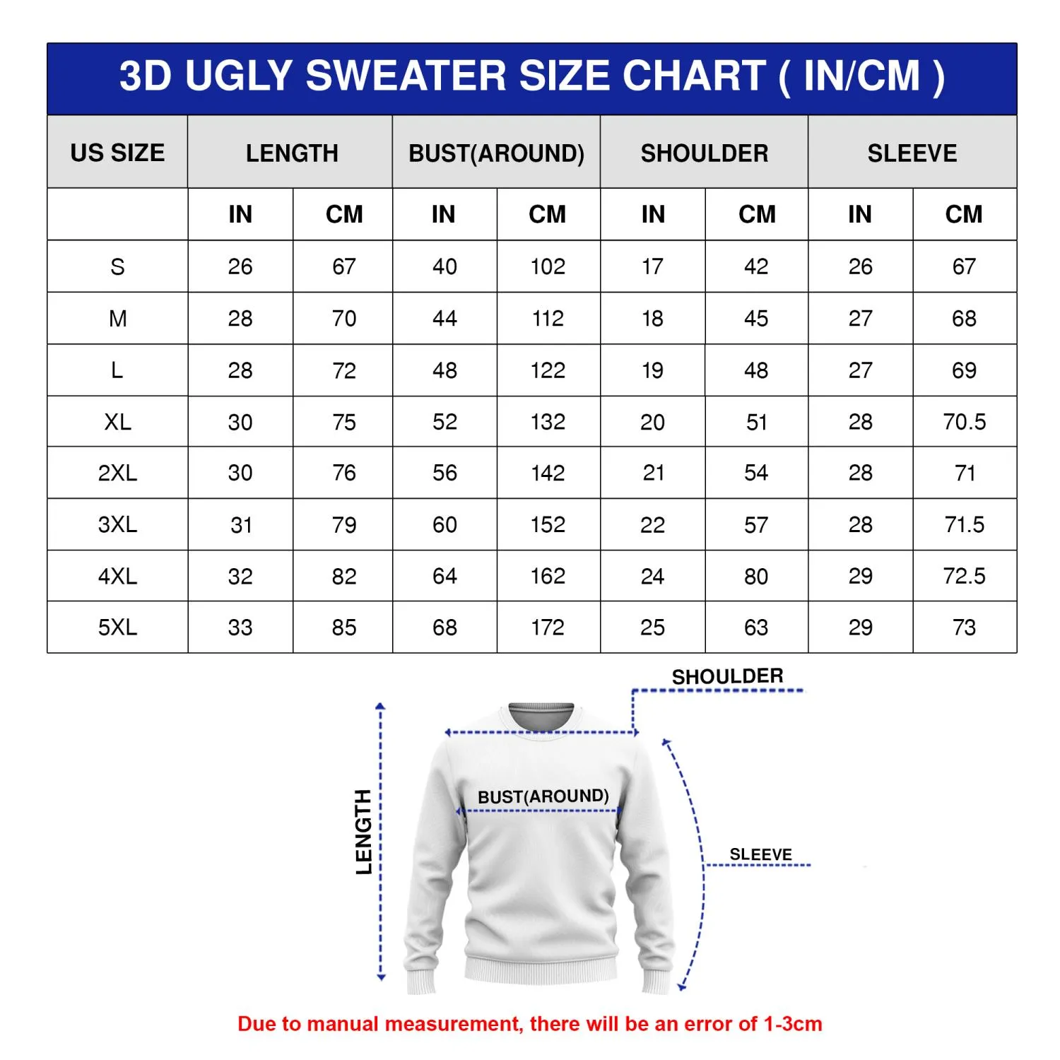 Sweater Size Chart