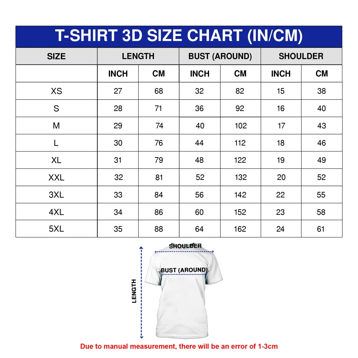 T-Shirt Size Chart