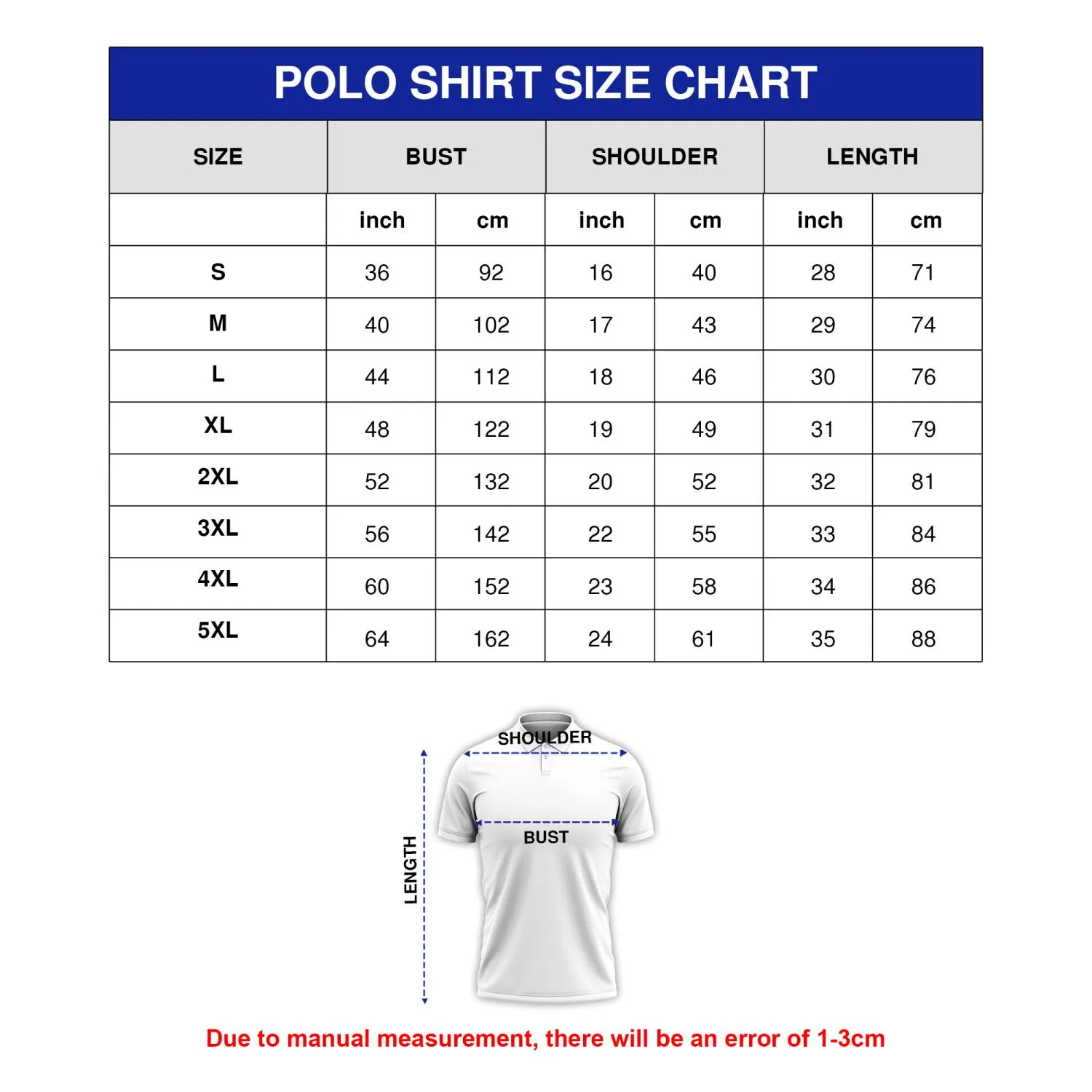 Polo Size Chart