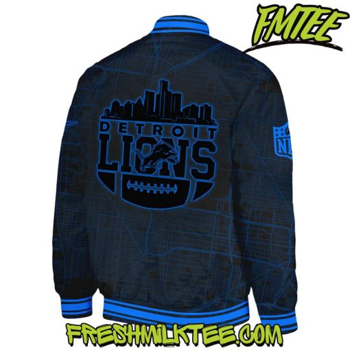 Detroit Lions NFL Back In Black Baseball Jacket