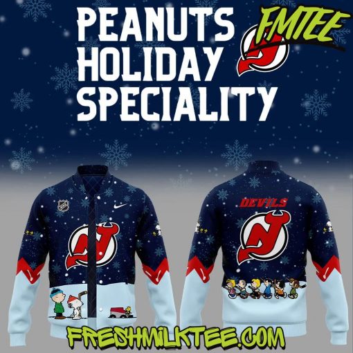 New Jersey Devils NHL Peanuts x Snoopy Night Nike Baseball Jacket